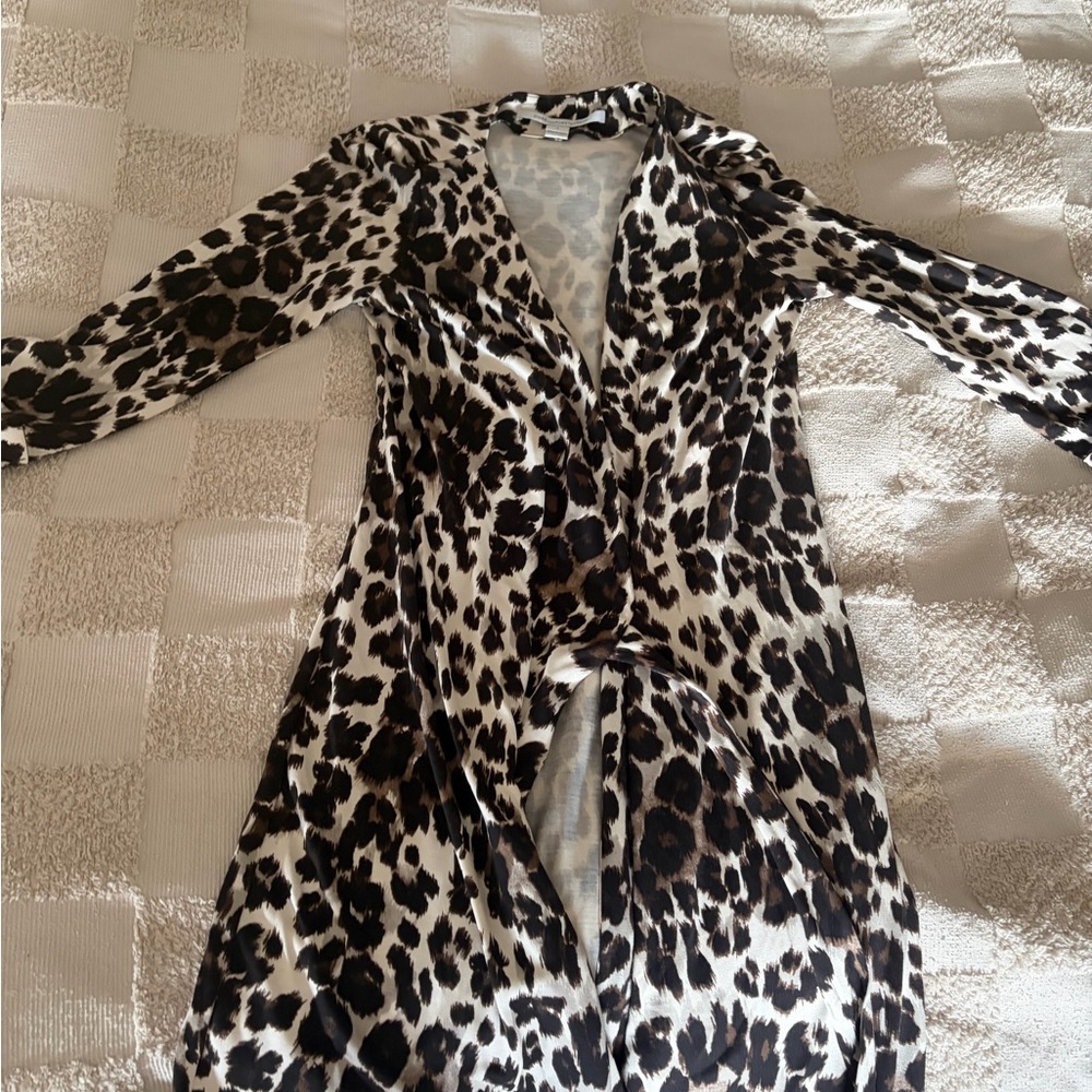 Leopard Print Long Sleeve Dress wrap
